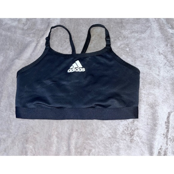 adidas Other - Adidas Womens High Neck Sports Bra Black White Logo Adjustable Straps Activewear